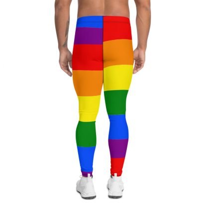 LGBTQ Owned Shop PRIDE Flag Rainbow Men's Leggings - Image 2