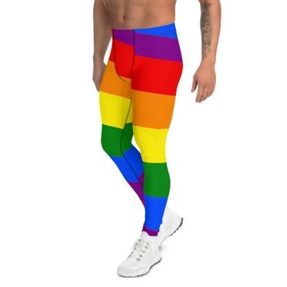 LGBTQ Owned Shop PRIDE Flag Rainbow Men's Leggings - Image 4