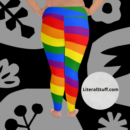 LGBTQ Owned Shop PRIDE Flag Rainbow All-Over Print Plus Size Leggings 2x to 6x - Image 6