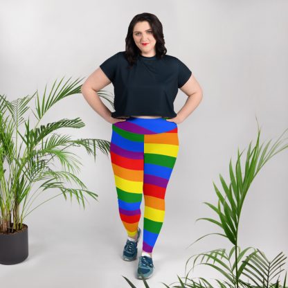 LGBTQ Owned Shop PRIDE Flag Rainbow All-Over Print Plus Size Leggings 2x to 6x