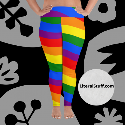 LGBTQ Owned Shop PRIDE Flag Rainbow All-Over Print Plus Size Leggings 2x to 6x - Image 5