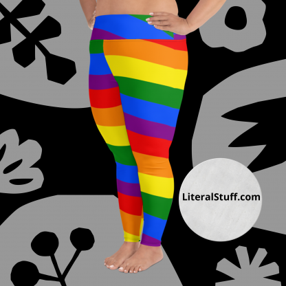 LGBTQ Owned Shop PRIDE Flag Rainbow All-Over Print Plus Size Leggings 2x to 6x - Image 4