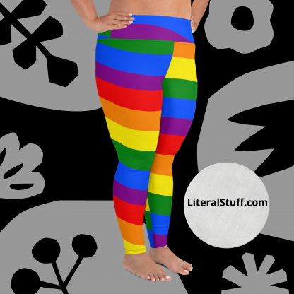 LGBTQ Owned Shop PRIDE Flag Rainbow All-Over Print Plus Size Leggings 2x to 6x - Image 3