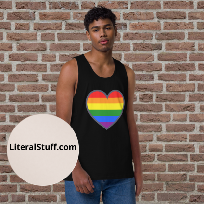 LGBTQ+ PRIDE Flag Heart of Love Tank Top - Various Color Options - Image 6