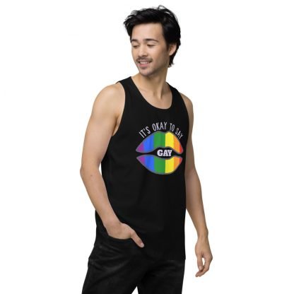 LGBTQ Owned Shop PRIDE Flag Lips It's okay to say gay Tank Top - Various Color Options - Image 3
