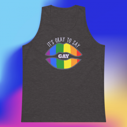 LGBTQ Owned Shop PRIDE Flag Lips It's okay to say gay Tank Top - Various Color Options - Image 7