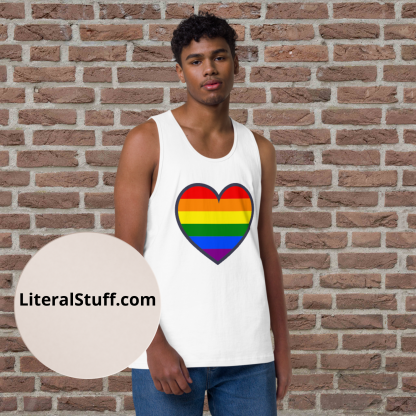 LGBTQ+ PRIDE Flag Heart of Love Tank Top - Various Color Options - Image 4