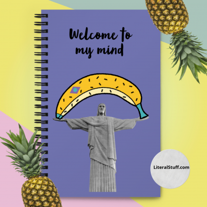 Christ the Redeemer and a Banana Spiral Journal Notebook