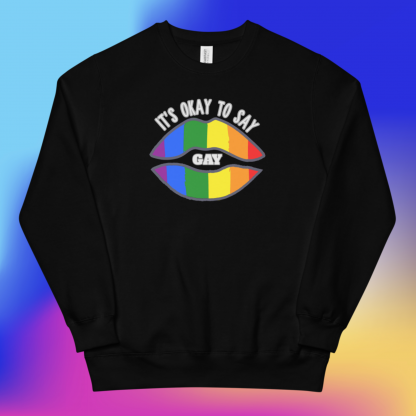 LGBTQ Owned Shop It's okay to say gay Sweatshirt PRIDE Flag - Various Color Options - Image 5