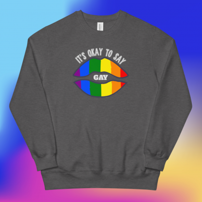 LGBTQ Owned Shop It's okay to say gay Sweatshirt PRIDE Flag - Various Color Options - Image 4