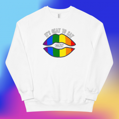 LGBTQ Owned Shop It's okay to say gay Sweatshirt PRIDE Flag - Various Color Options - Image 6
