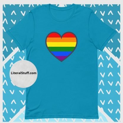 LGBTQ Owned Shop PRIDE Heart Flag Short Sleeved Statement Tee - Various Color Options - Image 13
