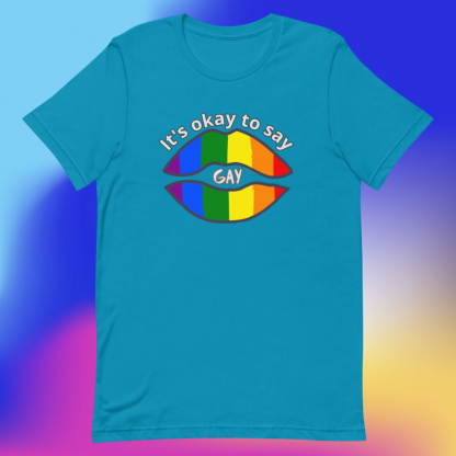 LGBTQ Owned Shop PRIDE It's okay to say gay Short Sleeved Tee - Various Color Options - Image 15
