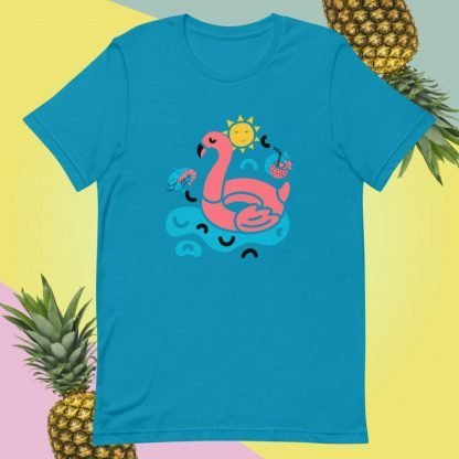 Super Cool Tacky Flamingo Summer Tee With a Shrimp - Various Color Options - Image 4