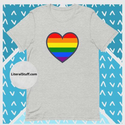 LGBTQ Owned Shop PRIDE Heart Flag Short Sleeved Statement Tee - Various Color Options - Image 2