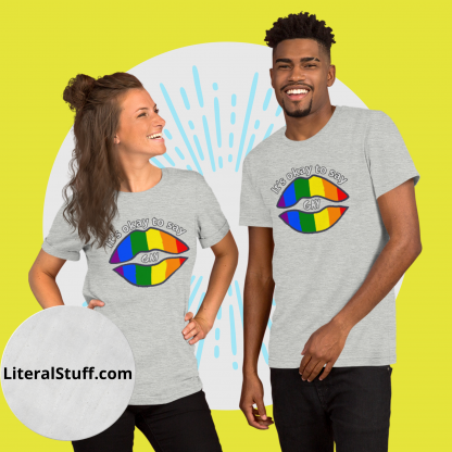 LGBTQ Owned Shop PRIDE It's okay to say gay Short Sleeved Tee - Various Color Options - Image 2
