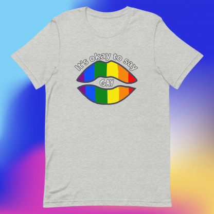LGBTQ Owned Shop PRIDE It's okay to say gay Short Sleeved Tee - Various Color Options - Image 14
