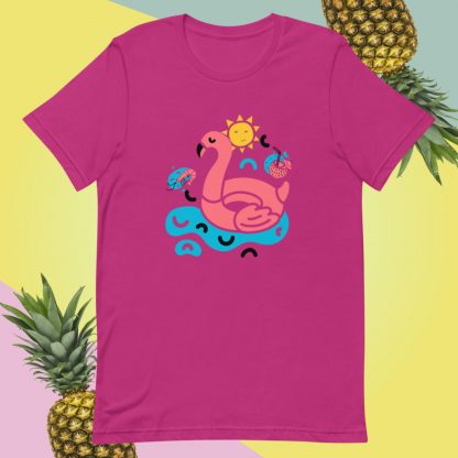 Super Cool Tacky Flamingo Summer Tee With a Shrimp - Various Color Options - Image 2