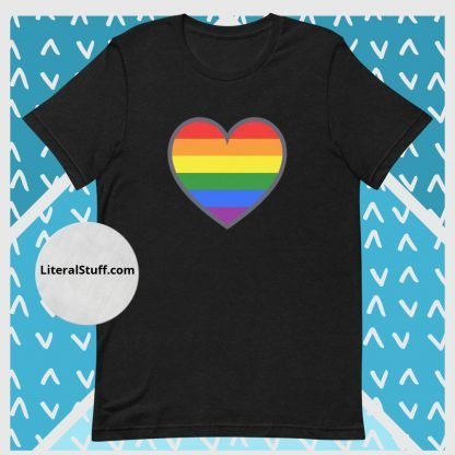 LGBTQ Owned Shop PRIDE Heart Flag Short Sleeved Statement Tee - Various Color Options - Image 4