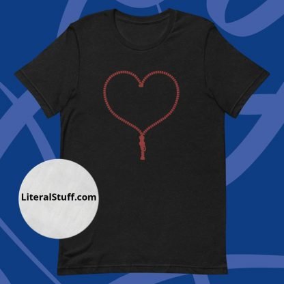 Minimalist Zipper Club Heart Unisex Tee - Various Color Options - Image 6