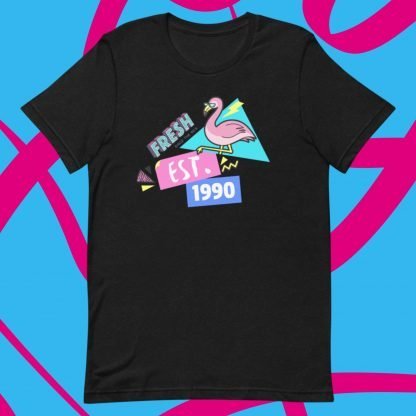 1990 Flamingo Birth Year 90s Baby Tee - Various Color Options