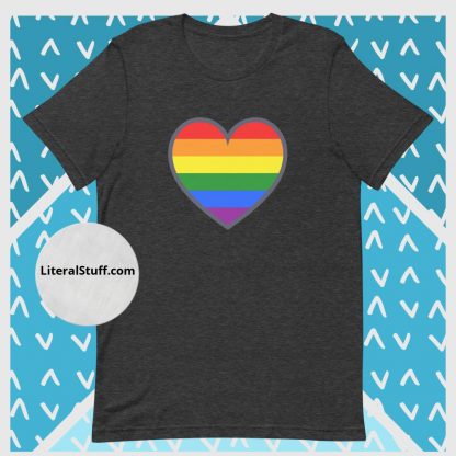 LGBTQ Owned Shop PRIDE Heart Flag Short Sleeved Statement Tee - Various Color Options - Image 5