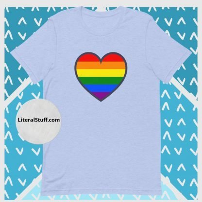 LGBTQ Owned Shop PRIDE Heart Flag Short Sleeved Statement Tee - Various Color Options - Image 6