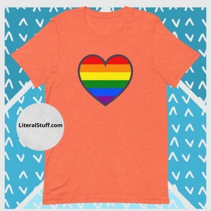 LGBTQ Owned Shop PRIDE Heart Flag Short Sleeved Statement Tee - Various Color Options - Image 7