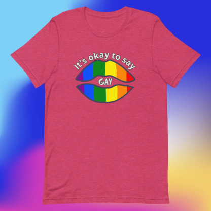 LGBTQ Owned Shop PRIDE It's okay to say gay Short Sleeved Tee - Various Color Options - Image 10