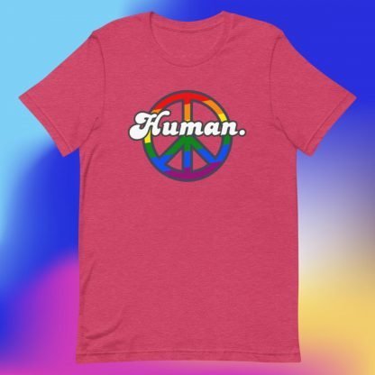 Human PRIDE Peace Flag Tee - Various Color Options - Image 2