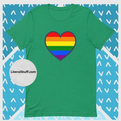 LGBTQ Owned Shop PRIDE Heart Flag Short Sleeved Statement Tee - Various Color Options - Image 8