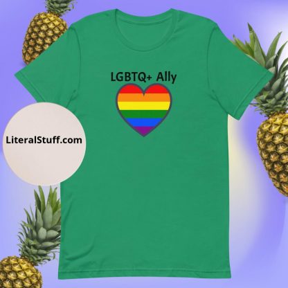 LGBTQ Owned Shop Ally Unisex Tee PRIDE Heart Flag - Various Color Options - Image 4