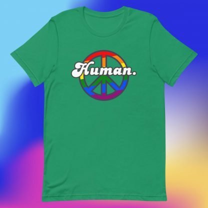 Human PRIDE Peace Flag Tee - Various Color Options - Image 3