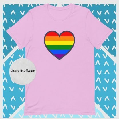 LGBTQ Owned Shop PRIDE Heart Flag Short Sleeved Statement Tee - Various Color Options - Image 12