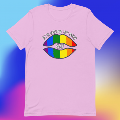 LGBTQ Owned Shop PRIDE It's okay to say gay Short Sleeved Tee - Various Color Options - Image 8