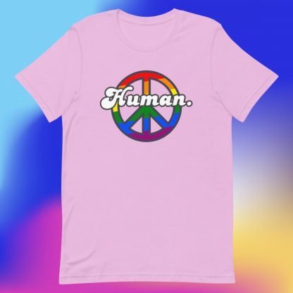 Human PRIDE Peace Flag Tee - Various Color Options - Image 9