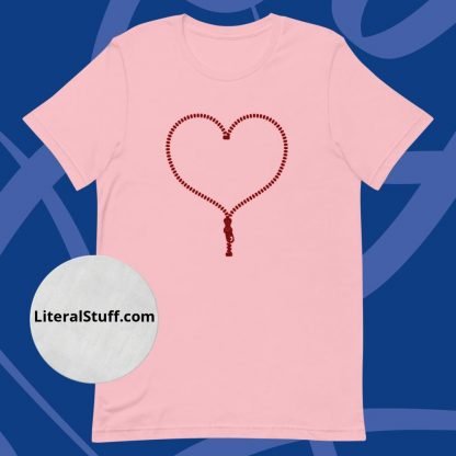 Minimalist Zipper Club Heart Unisex Tee - Various Color Options - Image 3