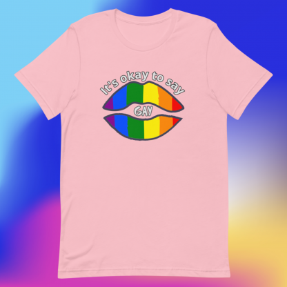 LGBTQ Owned Shop PRIDE It's okay to say gay Short Sleeved Tee - Various Color Options - Image 7