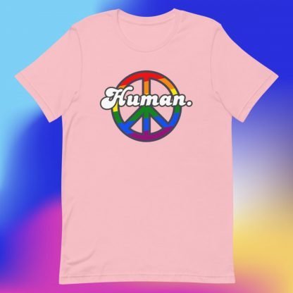 Human PRIDE Peace Flag Tee - Various Color Options - Image 4