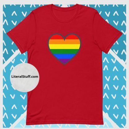 LGBTQ Owned Shop PRIDE Heart Flag Short Sleeved Statement Tee - Various Color Options - Image 9