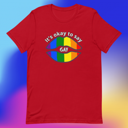 LGBTQ Owned Shop PRIDE It's okay to say gay Short Sleeved Tee - Various Color Options - Image 6