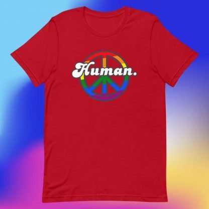 Human PRIDE Peace Flag Tee - Various Color Options - Image 5