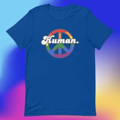 Human PRIDE Peace Flag Tee - Various Color Options - Image 6