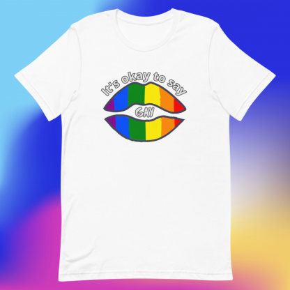 LGBTQ Owned Shop PRIDE It's okay to say gay Short Sleeved Tee - Various Color Options - Image 16