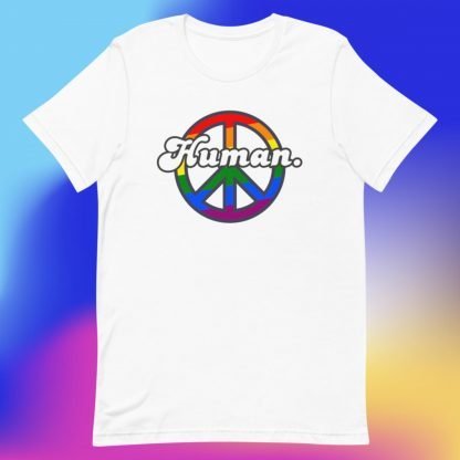 Human PRIDE Peace Flag Tee - Various Color Options - Image 7