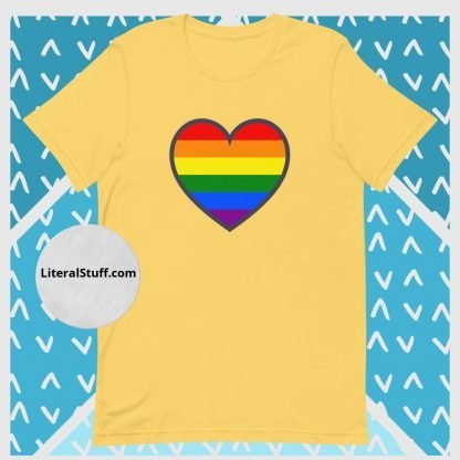 LGBTQ Owned Shop PRIDE Heart Flag Short Sleeved Statement Tee - Various Color Options - Image 11