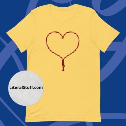 Minimalist Zipper Club Heart Unisex Tee - Various Color Options - Image 4