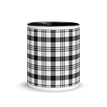 Plaid Coffee Mug Cup with Color Inside - Various Color Options - Image 2