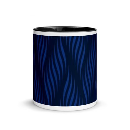 Blue Waves Coffee Mug Cup with Black Accent Color - Image 2