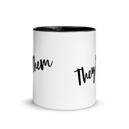 They/Them Pronouns Coffee Mug Cup with Color Accents - Various Color Options - Image 3